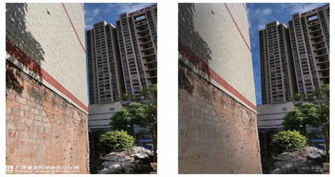 廣西首例采用新技術(shù)“針灸法”糾偏南寧虎丘村“樓歪歪”項(xiàng)目前后對(duì)比圖